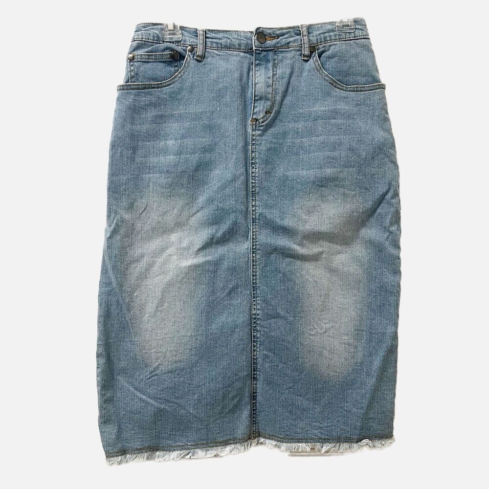 Reba Denim Skirt Raw Hem Western Size 4